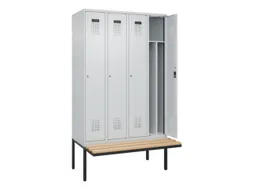 locker met bank,voor scheiding van kleding,HxBxD 2120x1200x815mm,4vak