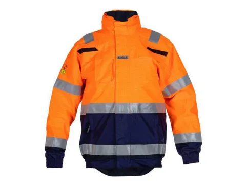 Hydrowear Meppen pilotjack, fluo oranje/marineblauw, maat S, per stuk