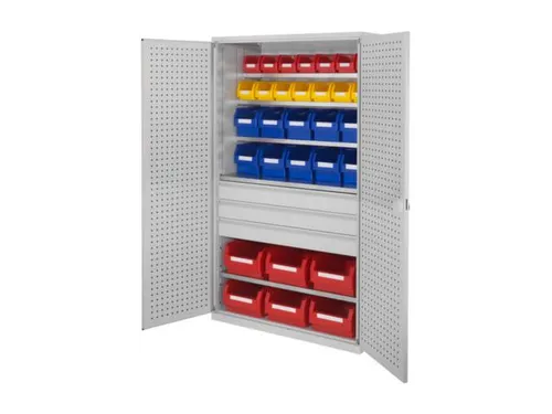 Ruime Bakkenkast 1950x1130x590mm 3laden 30 Magazijnbakken Geperf