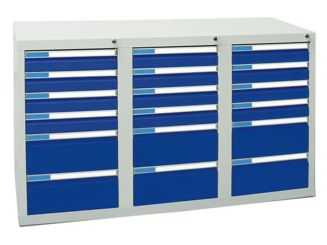 ladekast HxBxD 900x1500x500mm 18laden vergrendeling RAL7035 RAL5010