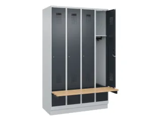locker met bank,HxBxD 1950x1200x815mm,4vak,vak B 300mm,cilinderslot - 1