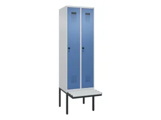 locker met bank,voor scheiding van kleding,HxBxD 2120x600x815mm,2vak - 2