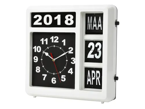 Wandklok Perel analoog 310x310mm nederlandse versie wit