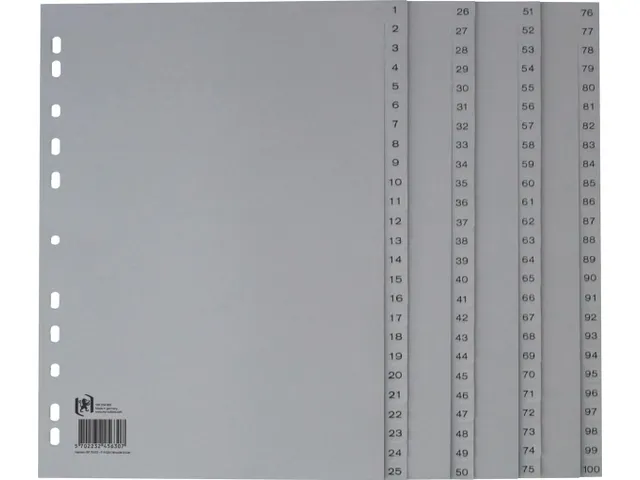 tabbladen A4 PP 11-gaatsperforatie grijs