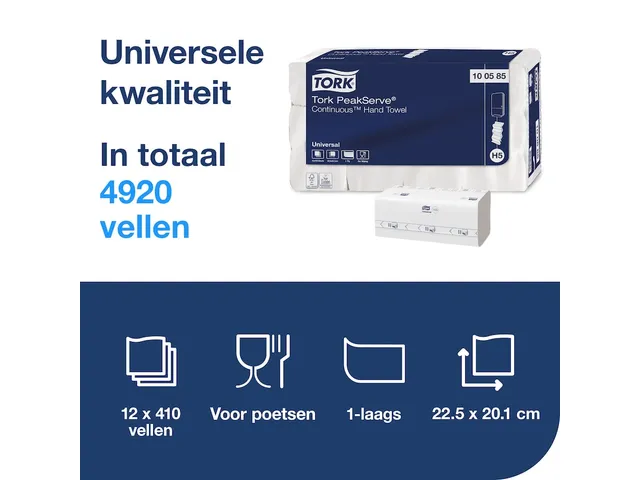 Tork 100585 PeakServe Continu Handdoek Universal H5 1-laags Pallet