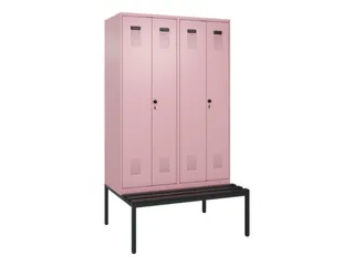 locker met bank,voor scheiding van kleding,HxBxD 2120x1200x815mm,4vak - 2