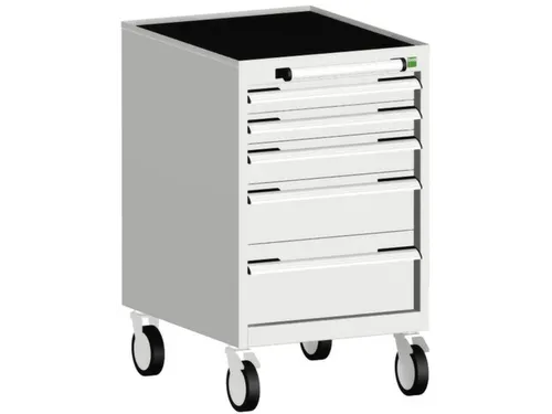 ladekast verrijdbaar 880x525x525mm 5laden RAL7035 front RAL7035