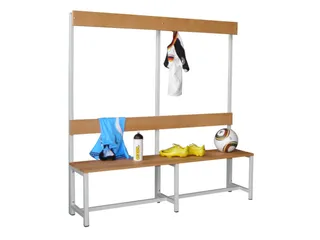 Omkleedbank LxB 1500x400mm Houten Latten Haken Enkelzijdig Lichtgrijs - 1