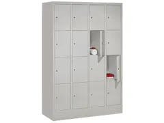 lockerkast,HxBxD 1850x1200x500mm,4x4vakken,RAL7035,front RAL3000