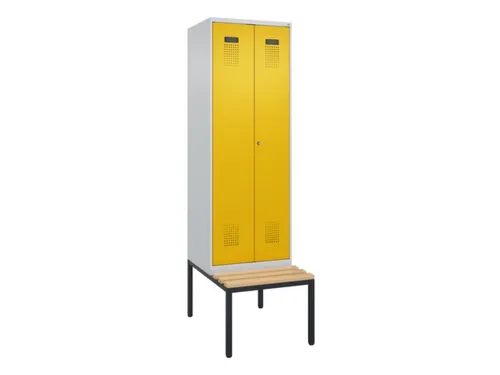 PBM-locker met bank,HxBxD 2120x600x815mm,2vak,vak B 300mm