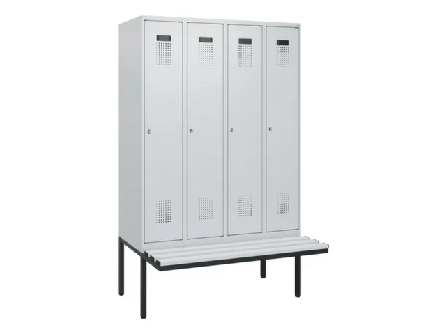 locker met bank,HxBxD 1950x1200x815mm,4vak,vak B 300mm,cilinderslot