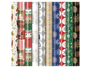 Geschenkpapier Kerst Premium 70cmx2m assorti - 1