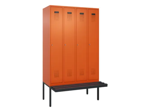 locker met bank,HxBxD 2120x1200x815mm,4vak,vak B 300mm,cilinderslot