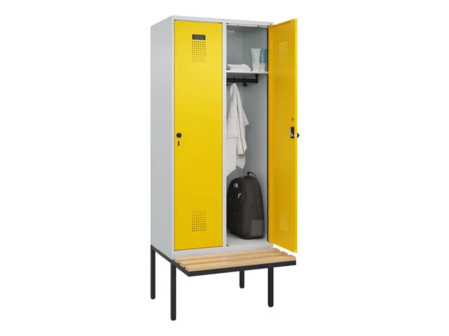 locker met bank,HxBxD 2120x800x815mm,2vak,vak B 400mm,draaigrendel