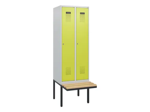 locker met bank,HxBxD 1950x600x815mm,2vak,vak B 300mm,cilinderslot