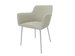 Bezoekersstoel 4Voeten Ronde Buis Verchroomd Beige