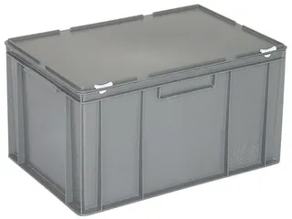 Euronorm Stapelkrat Pe Hxlxb 330X600X400Mm 63L Met Deksel Grijs - 1