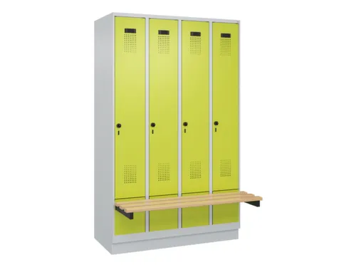 locker met bank,HxBxD 1950x1200x815mm,4vak,vak B 300mm,draaigrendel