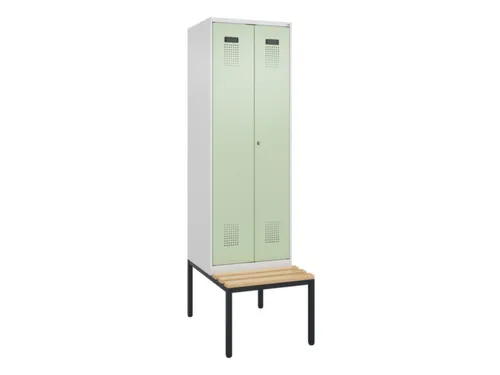 PBM-locker met bank,HxBxD 2120x600x815mm,2vak,vak B 300mm