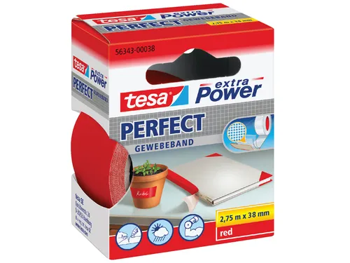 Plakband Tesa textiel 38mmx2.75m rood