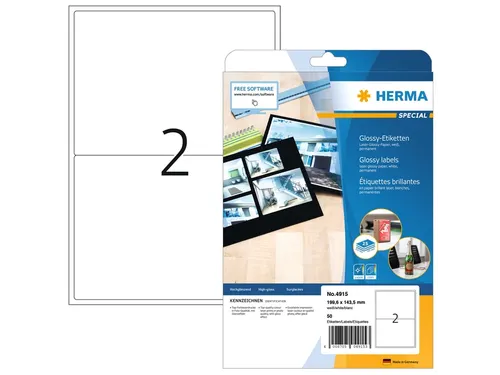HERMA 4915 Glossy Etiketten A4 199,6x143,5mm Wit 50 stuks