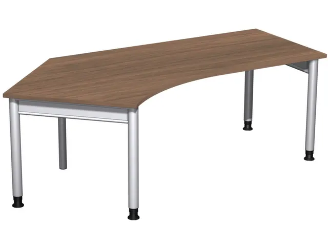 Bureau d’angle 680-820x2166x1130mm retour à gauche noyer/argenté