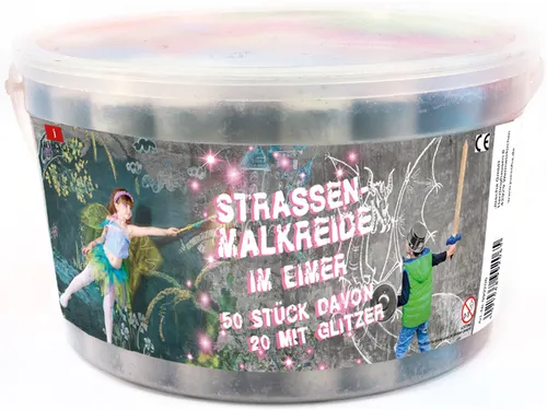 Stoepkrijt Jamasia glitter 50 stuks in emmer