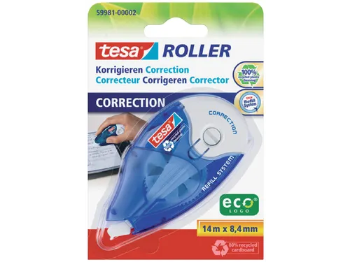 Correctieroller Tesa 8.4mmx14m ecoLogo navulbaar op blister
