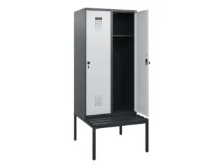 locker met bank,HxBxD 1950x800x815mm,2vak,vak B 400mm,draaigrendel - 1