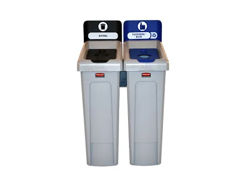 Slim Jim Recyclingstation 2-stroom NL deksel gesloten (zwart)/flessen