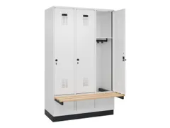 locker met bank,HxBxD 1950x1200x815mm,3vak,vak B 400mm,draaigrendel