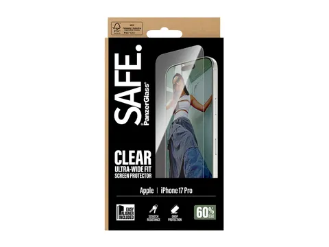 PanzerGlass SAFE. by Screen Protector iPhone 17 Pro | Ultra-Wide Fi