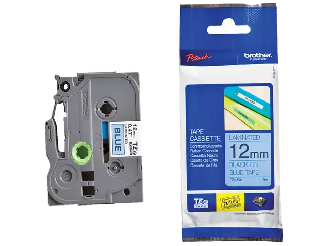 Labeltape Brother P-touch TZe-531 standaard 12mm zwart op blauw