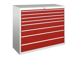 ladekast,HxBxD 1000x1023x600mm,8lade(n),RAL7035,front RAL3000 - 2