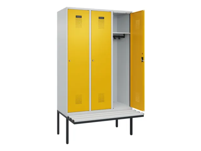 locker met bank,HxBxD 2120x1200x815mm,3vak,vak B 400mm,cilinderslot