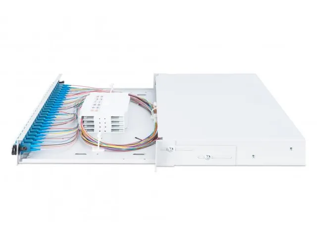 LWL-splicebox 1U uitgerust 24x LC DX OS2 incl. splicecassette