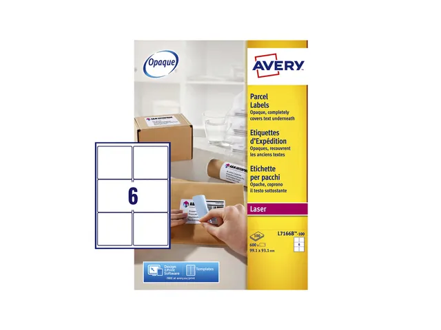 Etiket Avery L7166B-100 99.1x93.1mm blockout 600stuks