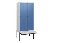 locker met bank,HxBxD 1950x800x815mm,2vak,vak B 400mm,draaigrendel