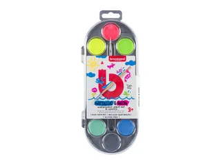 Waterverfset Bruynzeel Kids penseel assorti metallic en neon 12 napjes - 2