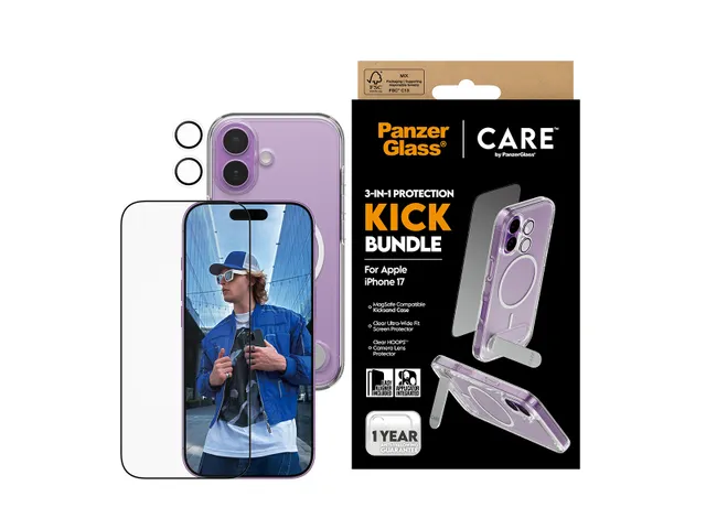 PanzerGlass | CARE by 3-in-1 Feature Kick Bundle iPhone 17, Appl