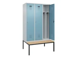 locker met bank,voor scheiding van kleding,HxBxD 2120x1200x815mm,3vak