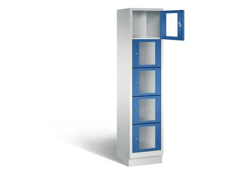 Lockerkast 1800x420x500mm 1x5 vakken Cilinderslot, Sokkel, RAL5010