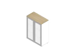 vitrinekast HxBxD 1232x900x450mm 2xhouten vloer 3 OH wit eiken