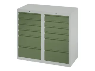 ladekast HxBxD 900x1000x500mm 12laden RAL7035 front RAL6011 - 2