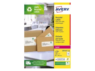 Etiket Avery LR7163-100 99.1x38.1mm recycled wit 1400 stuks - 2
