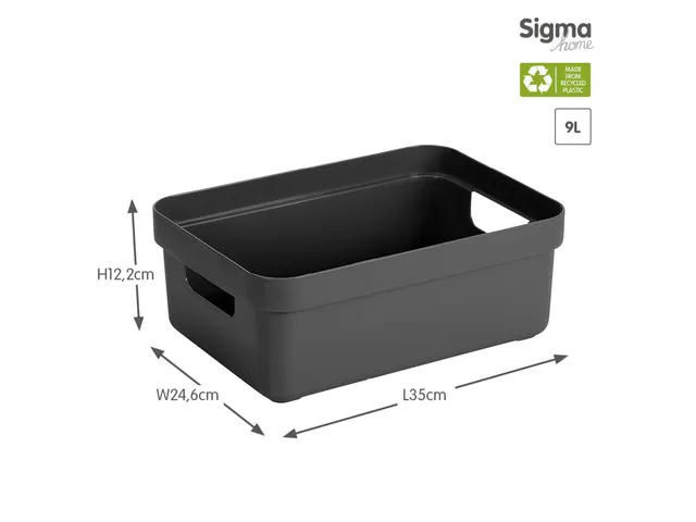 Sigma Home opbergbox 9L antraciet - 35x24,6x12,2cm