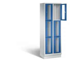Lockerkast 1800x610x500mm 2x3 vakken Cilinderslot, Sokkel, RAL5010 - 1