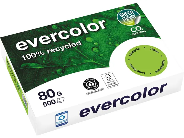 Gerecycleerd Kopierpapier Evercolor 80 Gram A4 Appelgroen