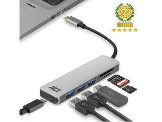 USB-C Hub 3.0 3x USB-A Cardreader PD - 6