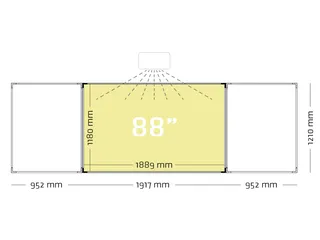 Projectiebord Vijfvlaks 120x192cm 16:10 mat wit Extraflat touch finger - 2